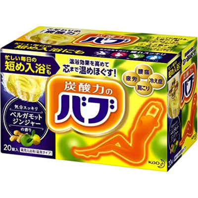 KAO "Bub Bergamot Ginger Scent" Соль для ванны в таблетках, спа-уход для снятия усталости, с ароматом имбиря и бергамота, 20 шт. по 40 г. KAO "Bub Bergamot Ginger Scent" Соль для ванны в таблетках, спа-уход для снятия усталости, с ароматом имбиря и бергамота, 20 шт. по 40 г.