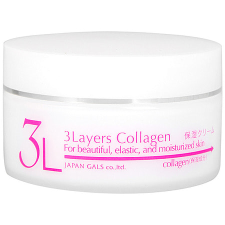 Japan Gals "3 Layers Collagen" Увлажняющий и подтягивающий крем для лица с трехслойным коллагеном, 60 гр. (фото)