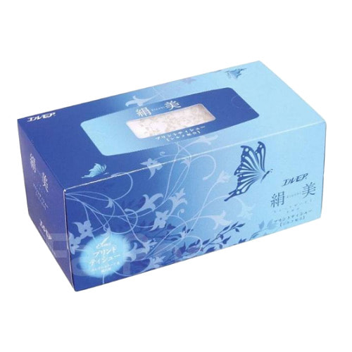 Kami Shodji "Kinubi" Салфетки двухслойные цвета шампанского с рисунком, 200 шт, 1 пачка, голубая.