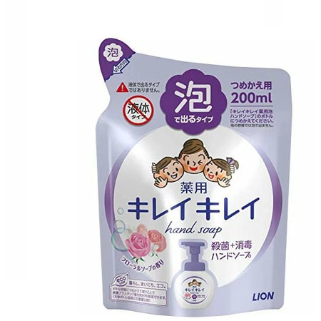 Lion "Kirei kirei" Пенное антибактериальное мыло для рук - для всей семьи, с ароматом цветов, сменная упаковка, 200 мл.