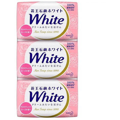KAO "White" Увлажняющее крем-мыло для тела, на основе кокосового молока, с нежным ароматом роз, 3 шт. х 130 гр.