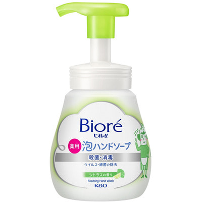 KAO "Biore U - Foaming Hand Soap Citrus" Мыло-пенка для рук с антибактериальным эффектом, с ароматом сочных цитрусовых фруктов, 250 мл.