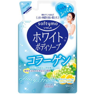 Kose Cosmeport "Softymo" Жидкое мыло для тела с коллагеном, с ароматом свежих фруктов, запасной блок, 420 мл.