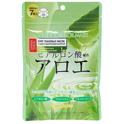 Japan Gals "Natural Aloe Mask" Курс натуральных масок для лица с экстрактом алоэ, 7 шт. (фото)