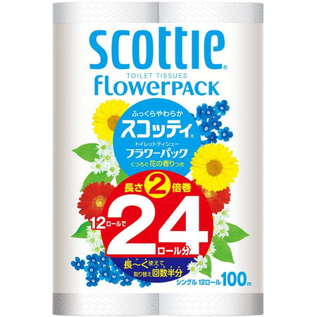 Crecia "Scottie FlowerPack" Туалетная бумага, двухслойная, 12 рулонов, 100 м.