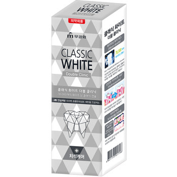Mukunghwa "Classic White" Отбеливающая зубная паста двойного действия, с микрогранулами, аромат мяты, 110 гр.