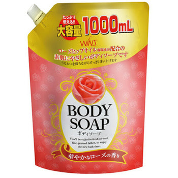 Nihon "Wins Body Soup Rose" Крем-мыло для тела с розовым маслом и богатым ароматом, сменная упаковка, 1 литр.