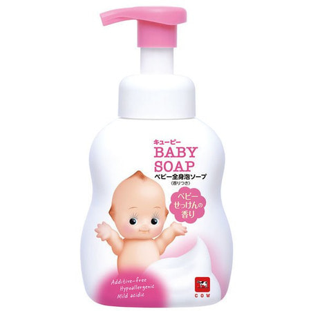 COW "Kewpie" Детская пенка "Без слёз" для мытья волос и тела, с первых дней жизни, с ароматом детского мыла, 400 мл.