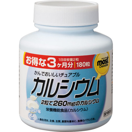 Orihiro Кальций+витамин D, со вкусом йогурта, 180 жевательных таблеток. (фото)