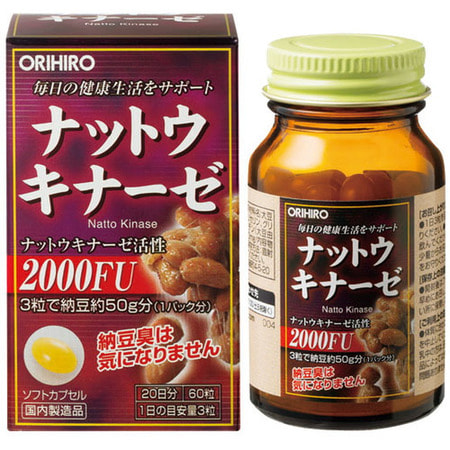 Orihiro Натто киназа - здоровье сердечно-сосудистой системы, 60 капсул.