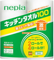 Nepia Бумажные полотенца для кухни, повышенной плотности (100 листов в рулоне), 2 шт.