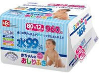 LEC Влажные салфетки для новорожденных, 99,9% воды, мягкая упаковка, 18х15 см, 12 упаковок по 80 шт.