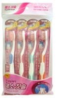 Dental Care "Fluorine Toothbrush Set" Зубная щётка "Фтор" cо сверхтонкой двойной щетиной (средней жёсткости и мягкой), 4 шт.