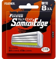 Feather "Samurai Edge" Запасные кассеты с тройным лезвием, для станка "Feather F-System", 8 шт.