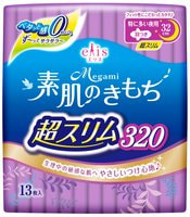 Daio Paper Japan "Elis Megami Ultra Slim Super" Ночные ультратонкие особомягкие гигиенические прокладки, Супер, c крылышками, 32 см, 13 шт.