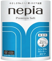 Nepia "Premium Soft" Однослойная туалетная бумага, 4 рулона по 60 м.