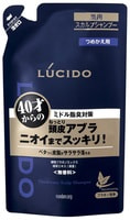 Mandom "Lucido Deodorant Shampoo" Мужской шампунь для глубокой очистки кожи головы и удаления неприятного запаха с антибактериальным эффектом и флавоноидами - для мужчин после 40 лет, сменная упаковка, 380 мл.