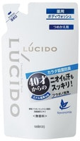 Mandom Мужское жидкое мыло "Lucido Deodorant Body Wash" для нейтрализации неприятного запаха с антибактериальным эффектом и флавоноидами - для мужчин после 40 лет, сменная упаковка, 380 мл.