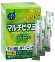 Itoh Kanpo Pharmaceutical "Sapril multivitamin" Саприл Мультивитамин, со вкусом грейпфрута, 30 саше-пакетов на 30 дней.