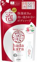 Lion “Hadakara" Бархатное увлажняющее мыло-пенка для тела с ароматом букета цветов, сменная упаковка, 440 мл.
