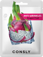 Consly "Dragon Fruit Anti-Wrinkles Mask Pack" Антивозрастная тканевая маска с экстрактом драгонфрута, 20 мл.