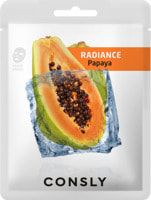Consly "Papaya Radiance Mask Pack" Выравнивающая тон кожи тканевая маска с экстрактом папайи, 20 мл.