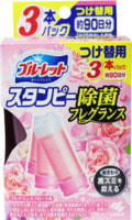 Kobayashi "Bluelet Stampy Floral" Дезодорирующий очиститель-цветок для туалетов, с нежным ароматом роз, запасной блок , 28 гр., 3 шт.