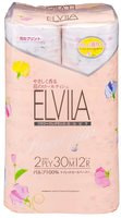 Shikoku Tokushi "Elvila Sweet Pea" Парфюмированная туалетная бумага, 2-х слойная, со сладким ароматом душистого горошка, 12 рулонов по 30 м.