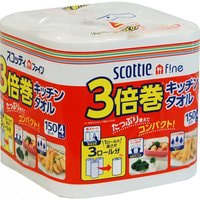Nippon Paper Crecia Co., Ltd. "Scottie" Бумажные полотенца для кухни повышенной плотности, 4 рулона х 150 листов.