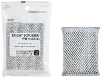 SC "Bright Scrubber" Губка для мытья посуды и кухонных поверхностей в серебристой плотной сетке, средней жёсткости, 13 х 9 х 1,5 см, 1 шт.