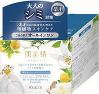 Kracie "Hadabisei" Крем-гель для лица осветляющий c экстрактами японских растений, 100 гр.