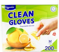 Clean Wrap Перчатки одноразовые полиэтиленовые, тонкие, размер М, 22,5х28 см, 200 шт.