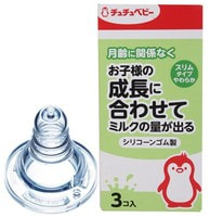 Chu Chu Baby Сменная силиконовая соска для бутылочки с узким горлышком, мягкая, 3 шт.