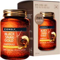 Consly "Black Snail & 24K Gold All-in-One Ampoule" Многофункциональная омолаживающая ампульная сыворотка с муцином черной улитки и золотом, 250 мл.