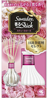 Kobayashi "Sawaday Stick Parfum Sweet Rose" Натуральный аромадиффузор для дома, с ароматом цветочного букета, стеклянный флакон, 70 мл, 8 палочек.