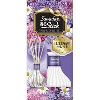Kobayashi "Sawaday Stick Parfum Aromatic Floral" Натуральный аромадиффузор для дома, с цветочно-цитрусовым ароматом, стеклянный флакон, 70 мл, 8 палочек.