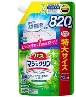 KAO "Magiсclean" Жидкость чистящая для ванны, предотвращающая образование розовой и чёрной плесени, с антибактериальным эффектом, аромат зелёных трав, мягкая упаковка, 820 мл.