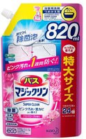 KAO "Magiсclean" Жидкость чистящая для ванны, предотвращающая образование розовой и чёрной плесени, с антибактериальным эффектом, аромат розы, мягкая упаковка, 820 мл.