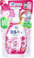 COW "Milky Foam Floral Soap" Увлажняющее мыло-пенка для тела с маслом ши и скваланом, с ароматом пиона и розы, мягкая упаковка, 480 мл.