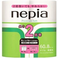 Nepia "Premium Soft" Двухслойная туалетная бумага, супермягкая, без аромата, 60 м, 8 рулонов.