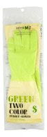 MyungJin "Rubber Glove TwoTone S" Перчатки латексные хозяйственные, двухцветные, зеленый/белый, размер S, 33 х 19 см.