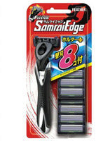 Feather "F-System Samurai Edge" Мужской бритвенный станок с 3-мя независимыми особоострыми лезвиями + 7 дополнительных кассет.