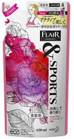 KAO "Flair Fragrance&Sports Splash Rose" Кондиционер-смягчитель для белья, с активной дезодорирующей формулой, аромат персика, личи и розы, мягкая упаковка, 420 мл.