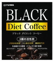 Yuwa "Diet" Черный растворимый кофе для контроля веса, с тремя видами активированного угля и лактобактериями, 3 гр.х 16 шт.