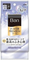 Lion "Ban Premium Refresh Shower Sheets" Дезодорант для тела в форме салфеток, с пудрой, аромат "Цветочное мыло", 30 шт.