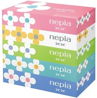 Nepia "Nepi Nepi Mate" Бумажные двухслойные салфетки, 150 шт, 5 пачек.