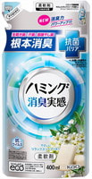 KAO "Humming Feeling Gentle Soap" Кондиционер-ополаскиватель для белья, с антибактериальным эффектом, с нежным ароматом цветочного мыла, сменная упаковка, 400 мл.