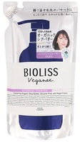Kose Cosmeport "Bioliss Veganee Botanical Smooth" Разглаживающий органический шампунь для волос, с натуральными маслами, аминокислотами и растительными экстрактами, аромат розы и черной смородины, сменная упаковка, 340 мл.