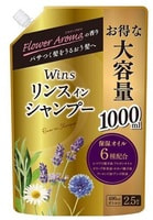 Nihon "Wins Rinse in Shampoo" Шампунь-кондиционер 2 в 1, цветочный аромат, сменная упаковка, 1000 мл.
