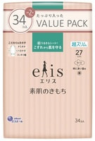 Daio Paper Japan "Elis Ultra Slim Maxi" Ультратонкие особомягкие гигиенические прокладки, c крылышками, "Макси", 27 см, 34 шт.